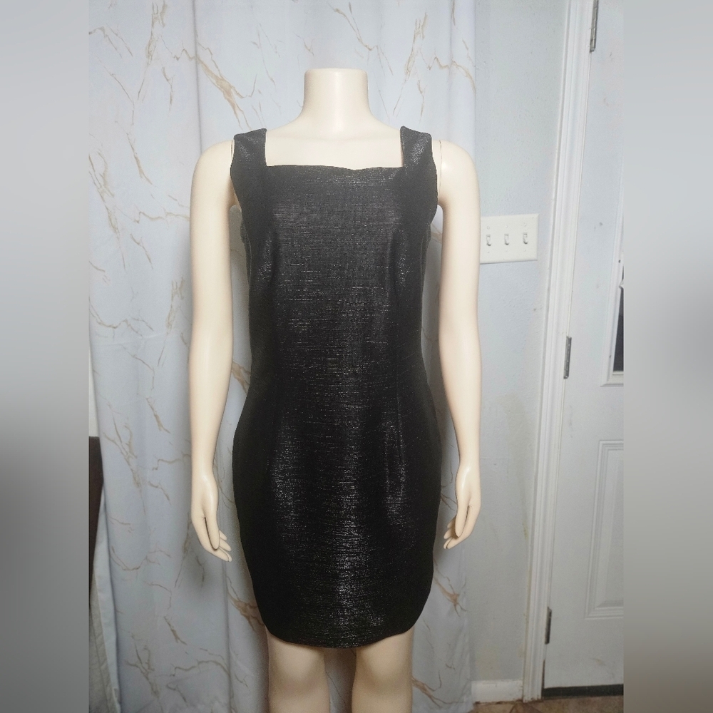 Donna Ricco Black Square-Neck Mini Sheath Dress